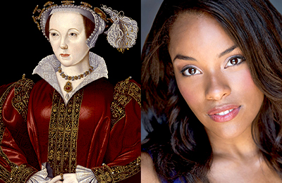 Portrait of Catherine Parr and headshot of Anna Uzele