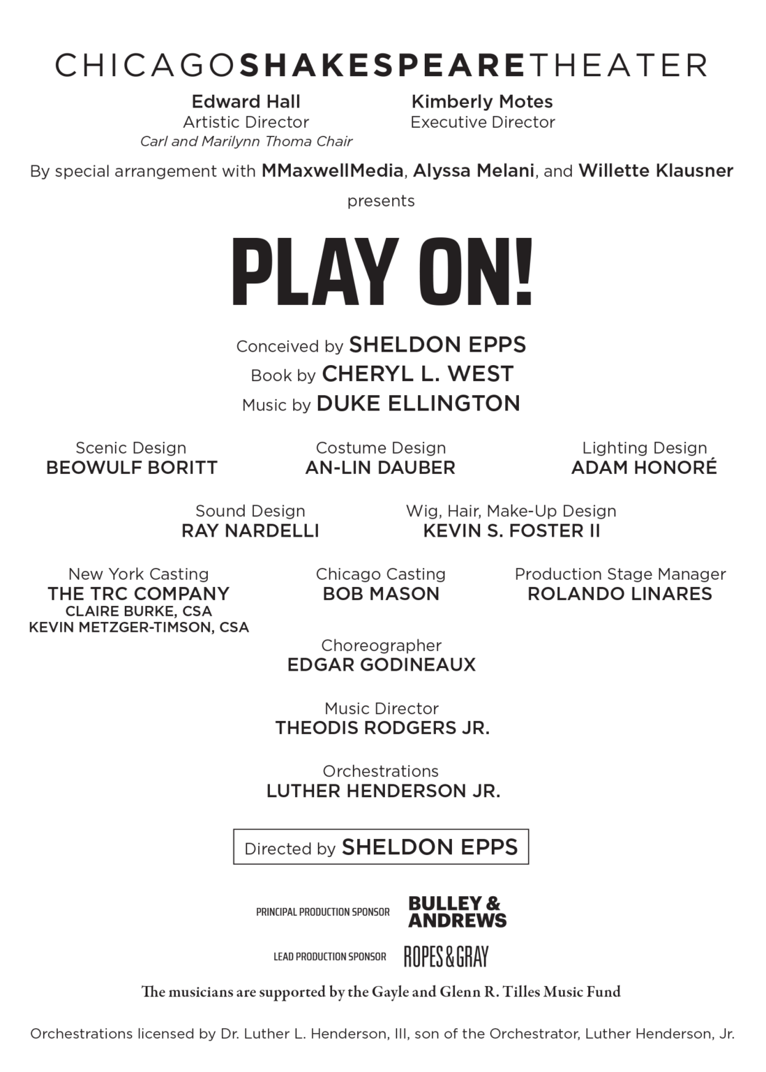 Play On Program Title Page