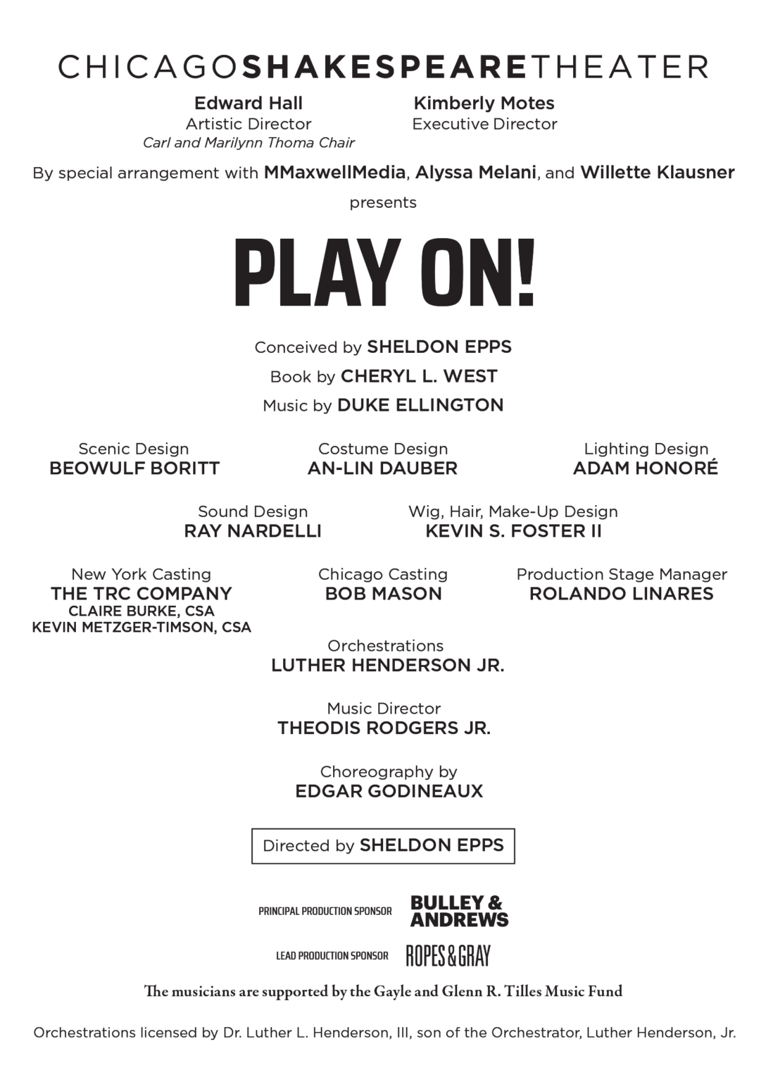 Play On Program Title Page